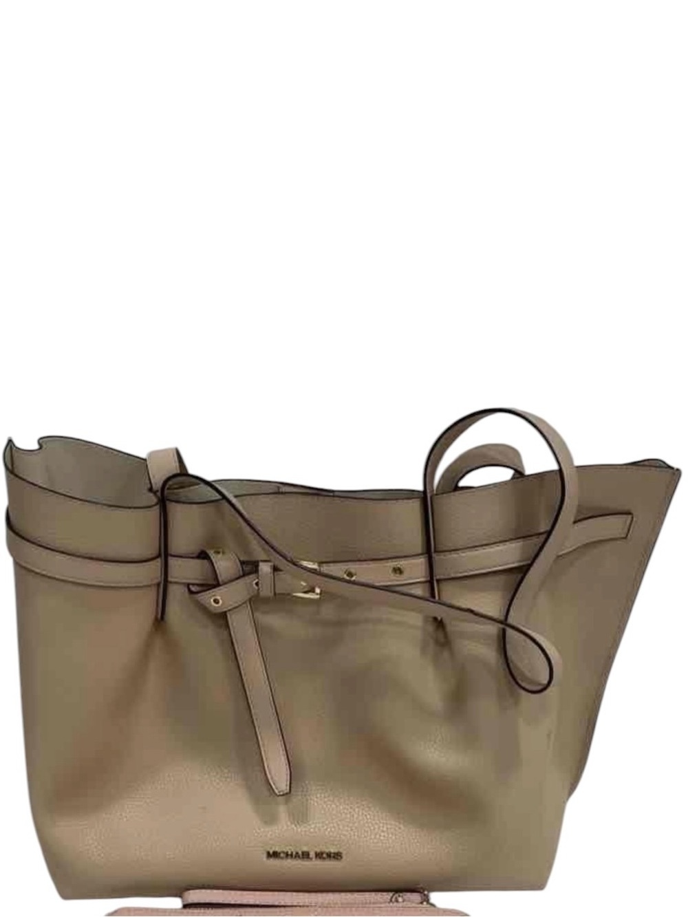 6897 Michael Kors Beige Leather Tote Bag